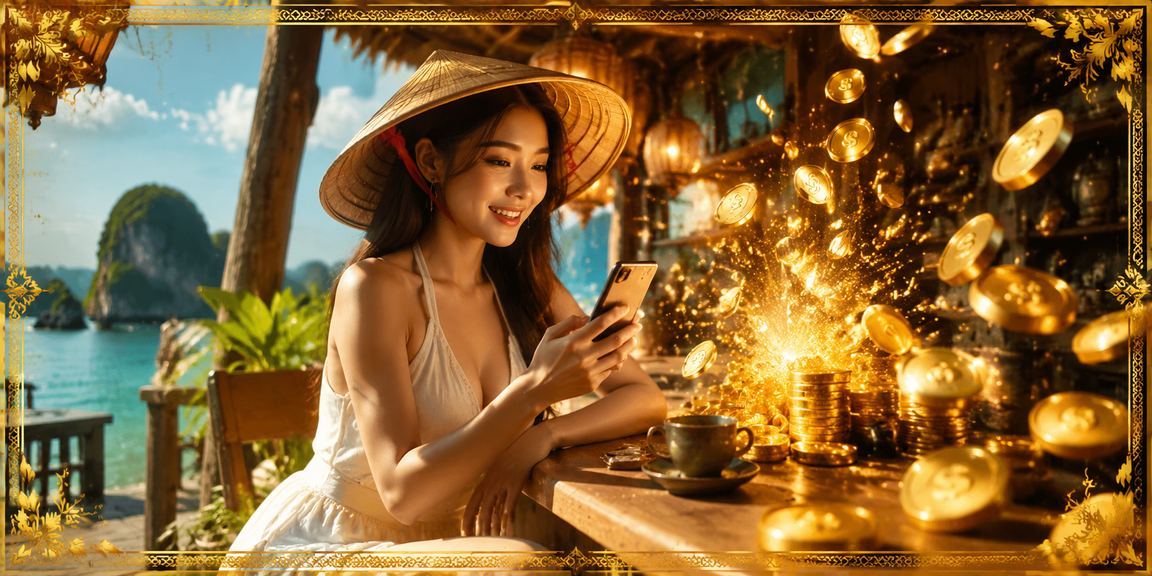 Người phụ nữ Buôn Ma Thuột đội nón lá kiểm tra kết quả xổ số trên di động
